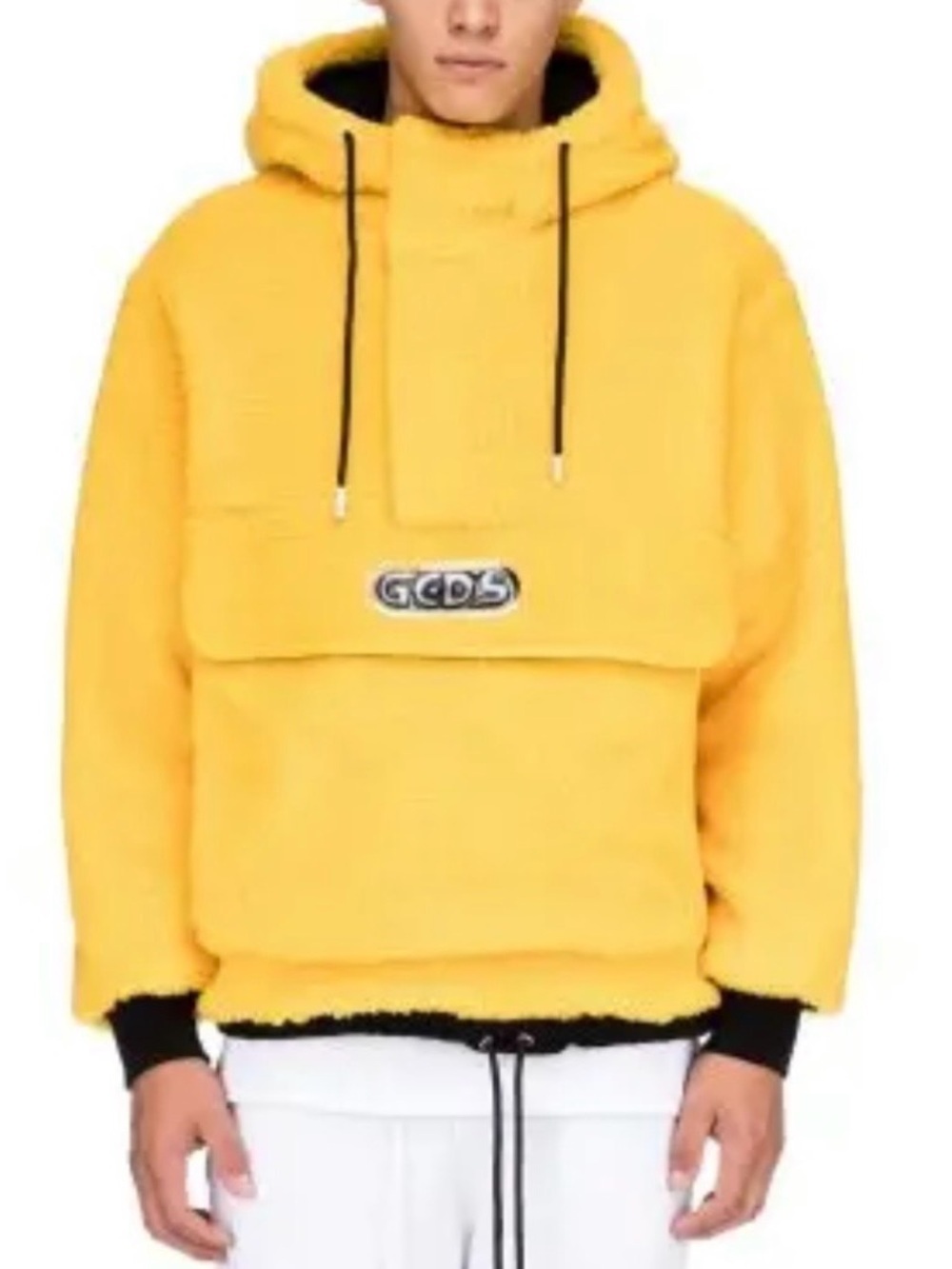 GCDS Yellow Anorak Sherpa Fleece Hoodie Men’s Medium EUC